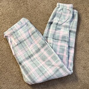 Plaid Fleece Pajama Pants - Pink and Gray